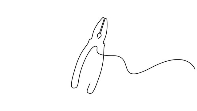 Self animated minimalist vector illustration of a common engineering or repair tool pliers