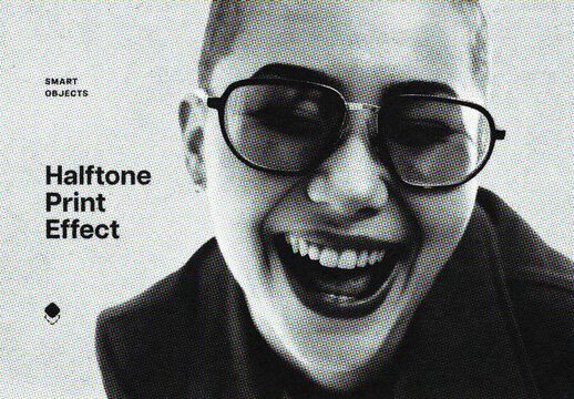 Halftone Print Photo Effect Mockup