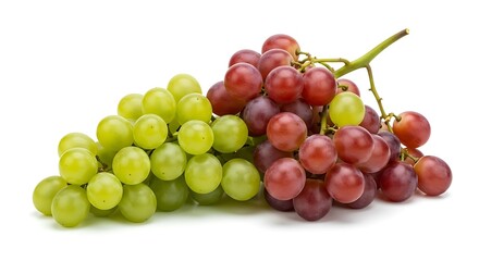 Cluster of mixed grapes isolated on white background