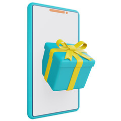 3d smartphone and gift box