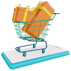 3d smartphone and gift boxes