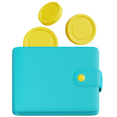 wallet with coin 3d illustration