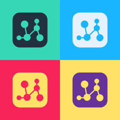 Pop art Chemical formula icon isolated on color background. Abstract hexagon for innovation medicine, health, research and science. Vector