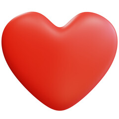 3d red heart on transparent background