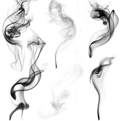 A collection of smoke patterns isolated on white background
