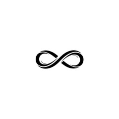 Black infinity symbol icon, mathematical concept of endlessness