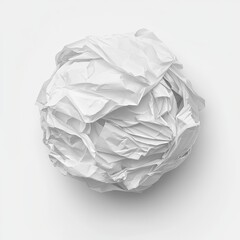 A crumpled white paper ball isolated on a white background.