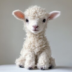 A cute baby lamb, full-body shot, no background, white background
