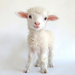 A cute baby lamb, full-body shot, no background, white background