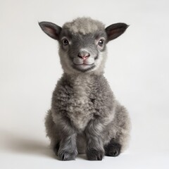 A cute baby lamb, full-body shot, no background, white background