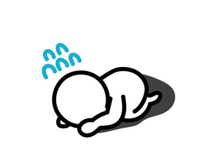 土下座して謝る人　水色