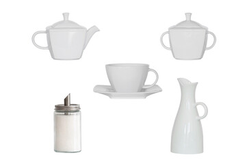 white cup with saucer isolated on white background