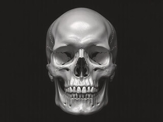 Fototapeta premium Shiny human skull 3D render on dark background
