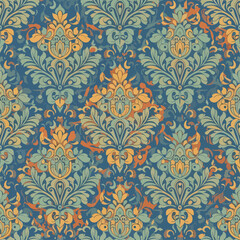 Abstract seamless floral damask. ornamental style vector background.