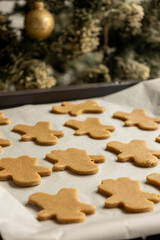 Raw Gingerbread Cookies in Tray – Ready to Bake