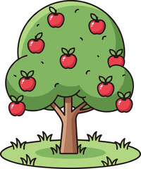 Apple Fruit Tree Nature Harvest Flat Illustration Vector