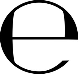 Net weight, icon. E symbol for net weight labeling on packaging. E symbol for product weight, isolated on a transparent background.