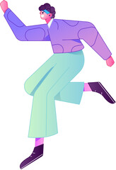 Vector flat gradient illustration of a character flying and hovering.

