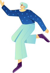 Vector flat gradient illustration of a character flying and hovering.
