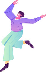 Vector flat gradient illustration of a character flying and hovering.
