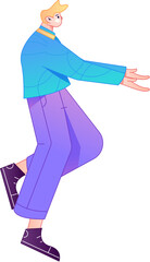 Vector flat gradient illustration of a character flying and hovering.
