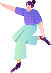 Vector flat gradient illustration of a character flying and hovering.
