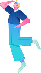 Vector flat gradient illustration of a character flying and hovering.
