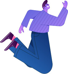 Vector flat gradient illustration of a character flying and hovering.
