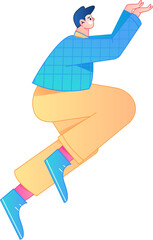 Vector flat gradient illustration of a character flying and hovering.
