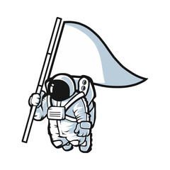 Astronaut Holding Blank Flag Graphic