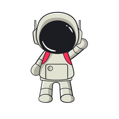 Obraz premium Cute Waving Astronaut Cartoon Character