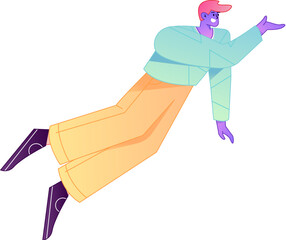 Vector flat gradient illustration of a character flying and hovering.
