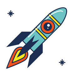Colorful Modern Rocket Launch Illustration