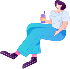 Vector flat gradient illustration of a character flying and hovering.
