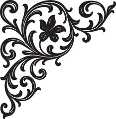 Elegant Baroque Floral Corner Ornament with Swirls and Butterfly