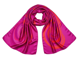 Isolated pink and orange silk scarf folded for elegance, soft focus, fashionable accessory
