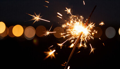 Sparkler firework celebration night sparkle festive light holiday glow bright romantic valentine mood with flowers feels warm and joyful in dark background