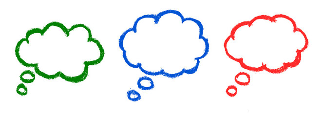 Cloud Speech Bubble Crayon Chalk Drawing PNG Transparent Set