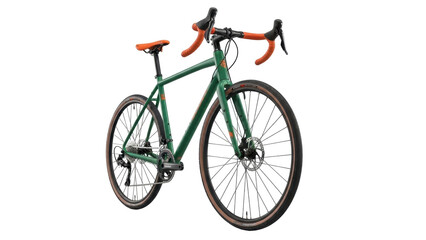 Isolated green gravel bicycle with orange details ready for a bike trip or bike race © Pablo