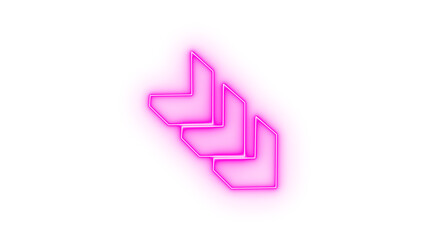 abstract geometric neon pink arrows forming a forward motion sequence isolated on transparent background, dynamic movement concept, modern design element