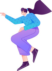 Vector flat gradient illustration of a character flying and hovering.
