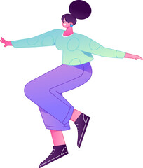 Vector flat gradient illustration of a character flying and hovering.

