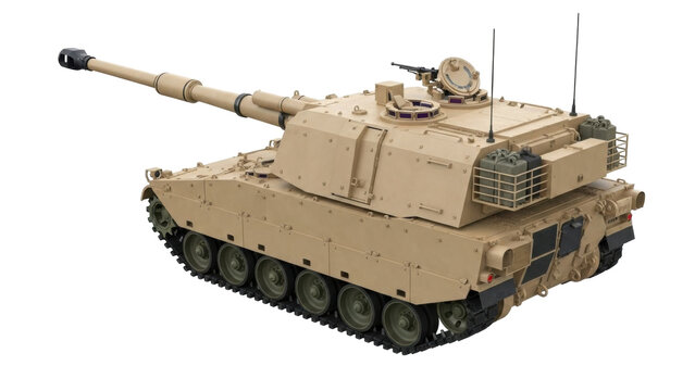 Isolated M1 Abrams main battle tank used by US Army on maneuvers with long range gun