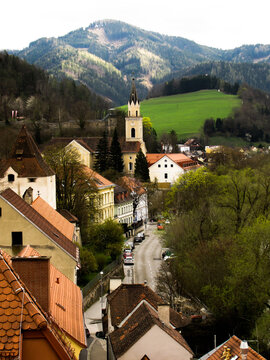 Mountains in the small town of Leoben in Austria