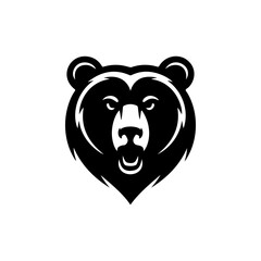 A bold black and white vector logo featuring the angry or roaring face of a bear, perfect for a sports team mascot, brand identity, or wildlife theme.