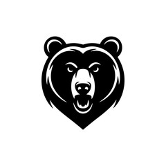 A bold black and white vector logo featuring the angry or roaring face of a bear, perfect for a sports team mascot, brand identity, or wildlife theme.