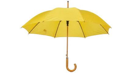 Bright yellow umbrella PNG isolated on transparent background, classic rain protection accessory for weather and fashion use © Nolan