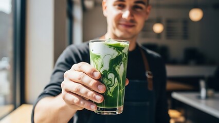 Male barista pressing Aeropress with steady force, dramatic steam backlight, coffee workstation close-up photography for artisanal café branding