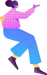 Naklejka premium Vector flat gradient illustration of a character flying and hovering. 