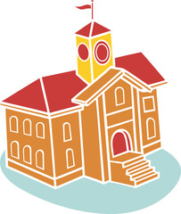 Minimal School Building Vector Icon Monochrome Education Building Silhouette, Clean Outline Symbol Illustration